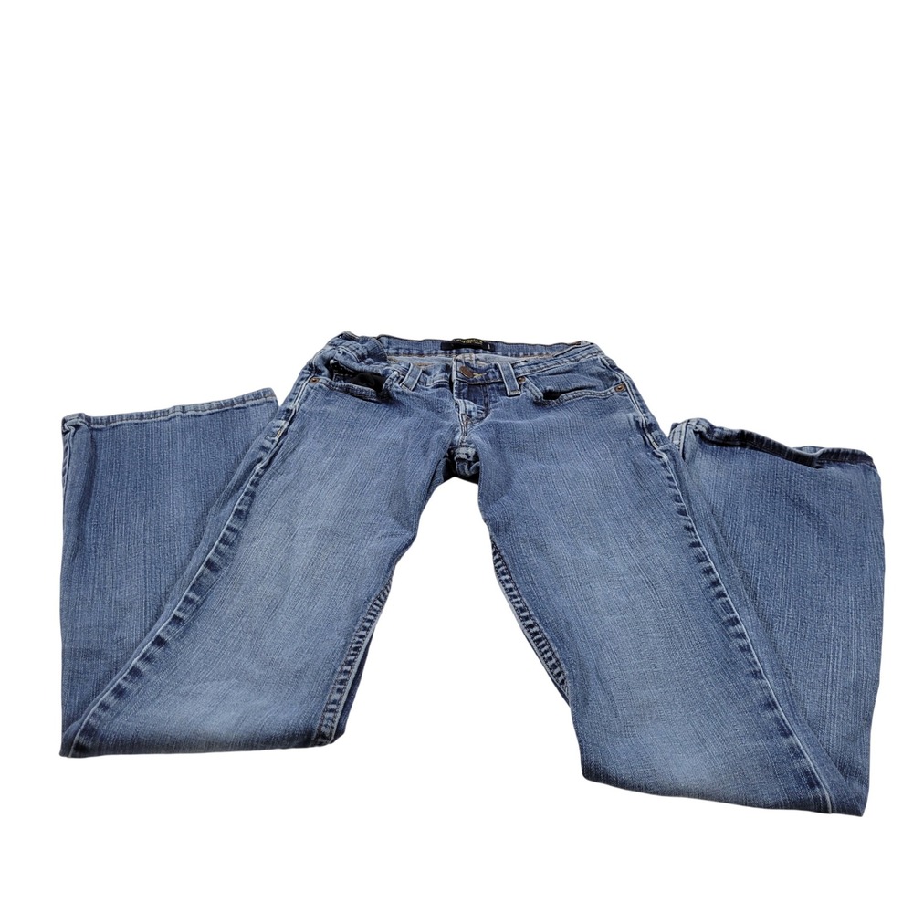 Levi's 524‎ Too Superlow Jeans Womens 1M Blue Excellent Bootcut Low Rise 0374